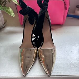 J. Crew Gold Pointed Toe Heels